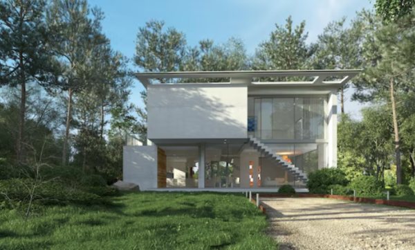 Planta de casa com cozinha integrada