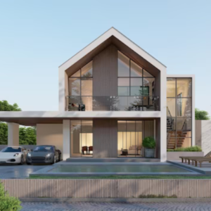 Planta de casa térrea com escritório