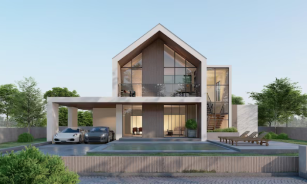 Planta de casa térrea com escritório