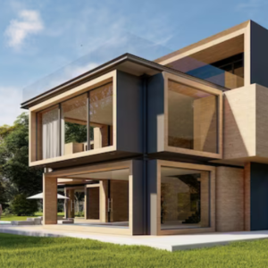 Planta de casa com muro de vidro